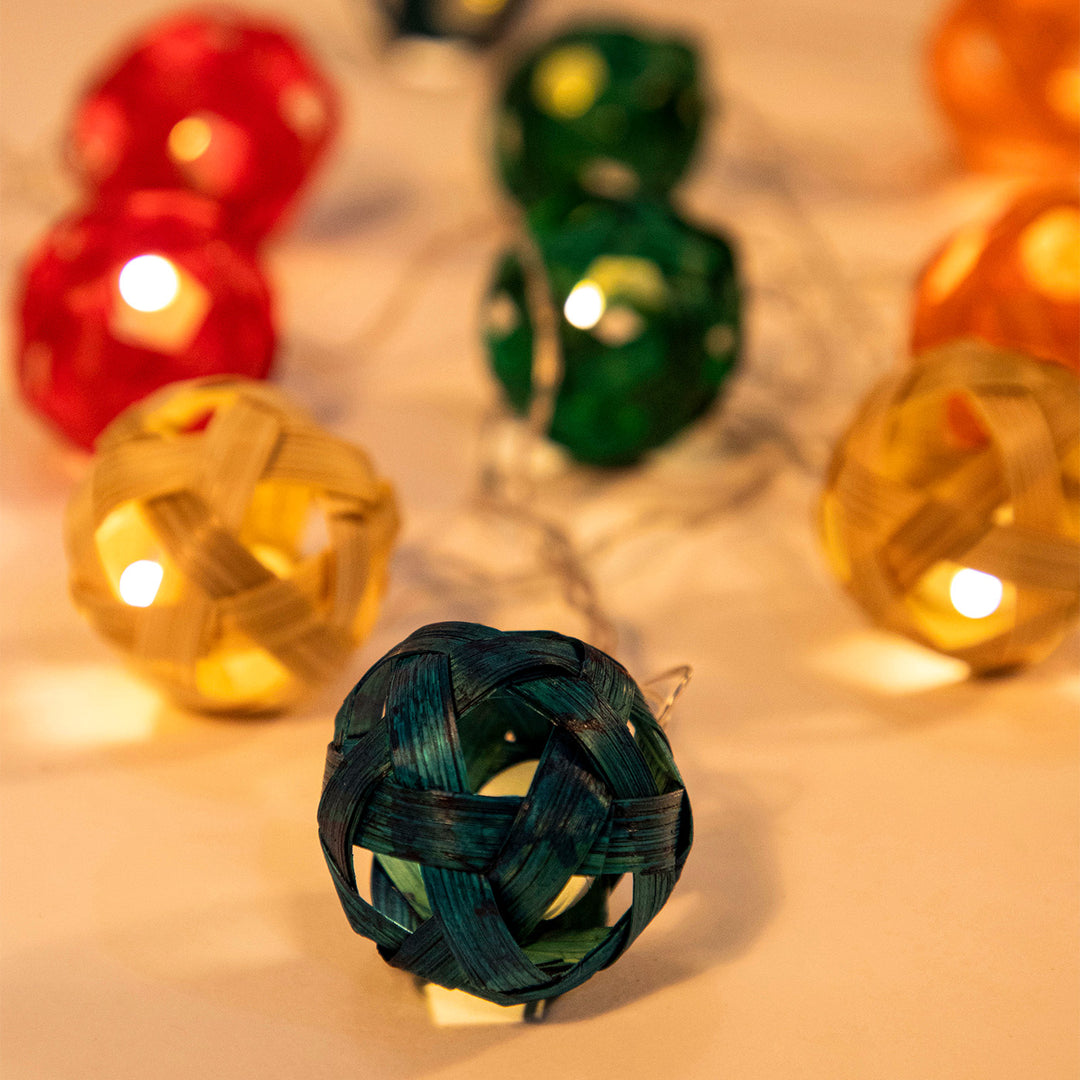 Star Full Moon Handcrafted Multicoloured Bamboo LED Fairy Light For Festive Decor
