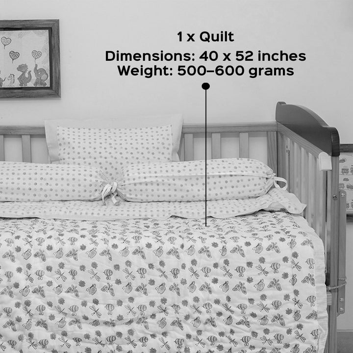 Lilac Butterfly Hand Block Printed Baby Quilt