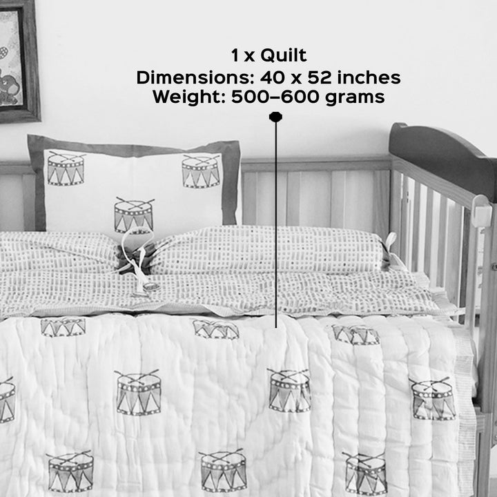 Street Drum Hand Block Printed Baby Quilt