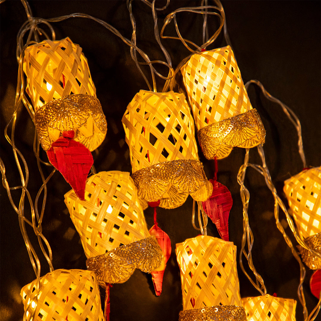 "Jyoti" Handcrafted Bamboo LED Fairy Light For Festive Decor