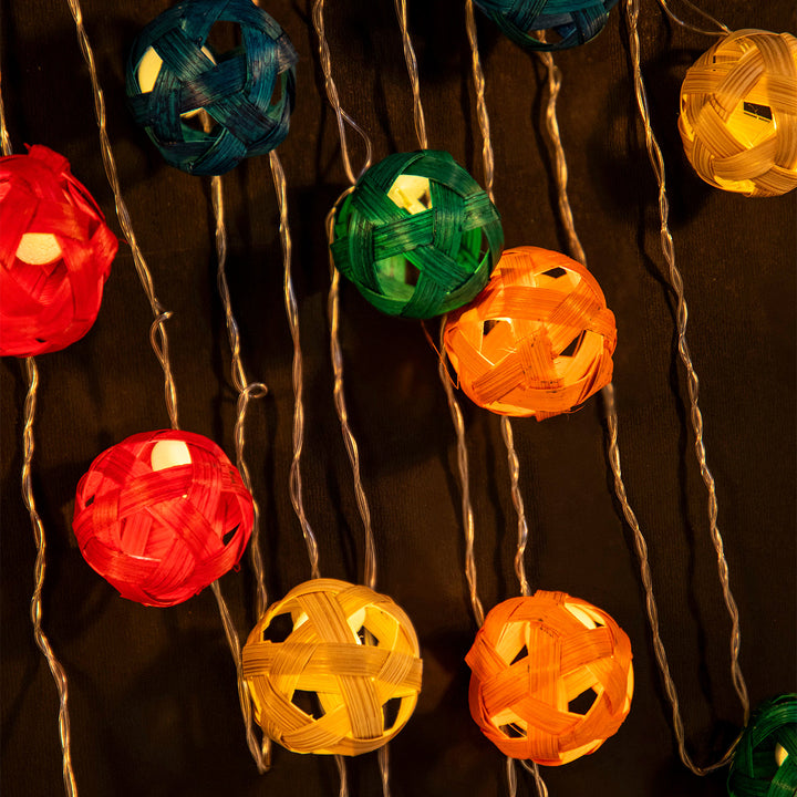 Star Full Moon Handcrafted Multicoloured Bamboo LED Fairy Light For Festive Decor