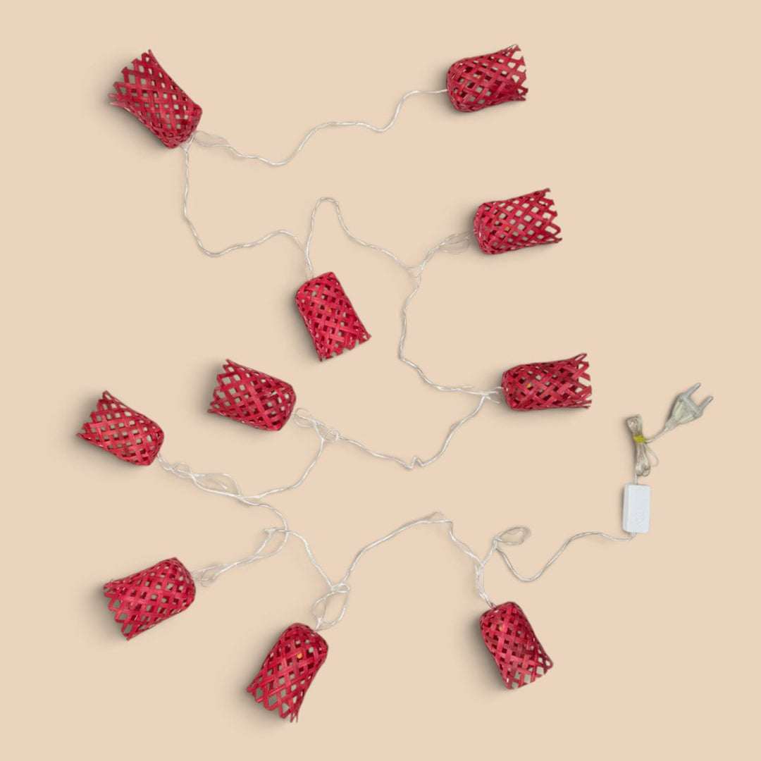 Vine Handcrafted Red Bamboo LED Fairy Light For Festive Decor