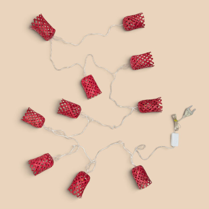 Vine Handcrafted Red Bamboo LED Fairy Light For Festive Decor