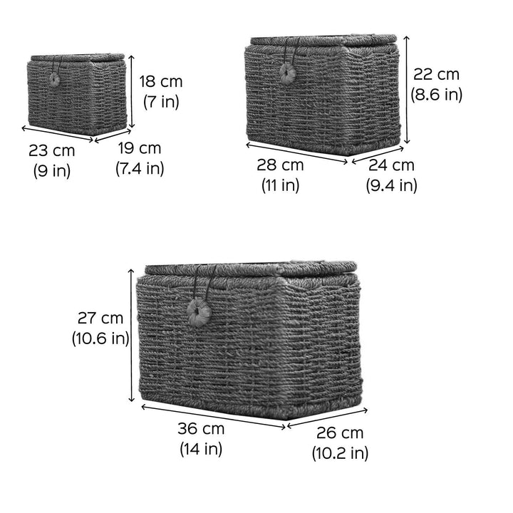 Handmade Wicker Water Hyacinth Storage Box | Set Of 3