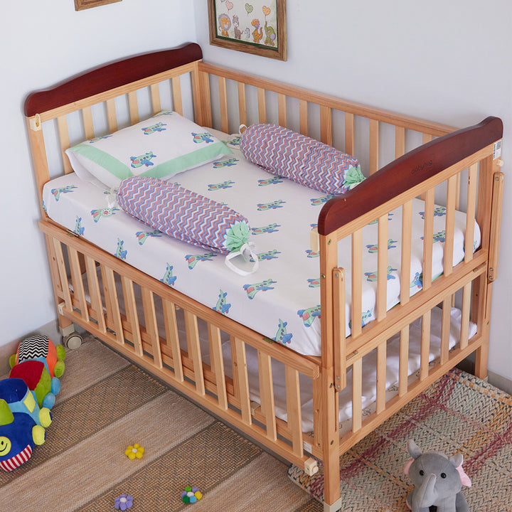 Flying Machine Hand Block Printed Baby Bedding Cot Set