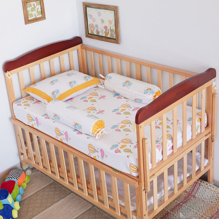 Hot Air Balloon Hand Block Printed Baby Bedding Cot Set