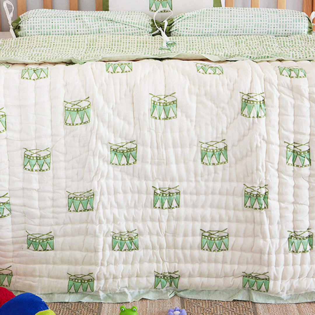 Street Drum Hand Block Printed Baby Quilt