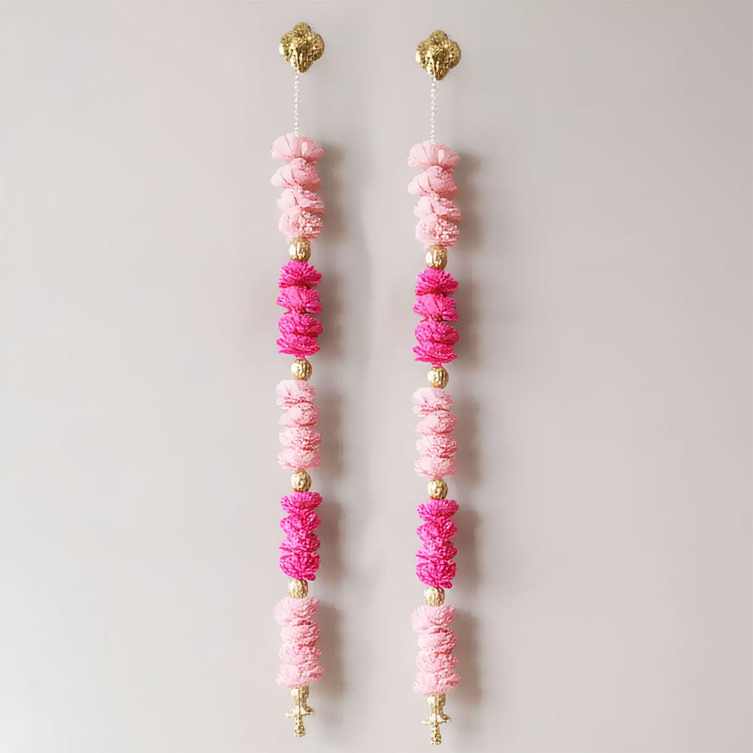 Handmade Blush Harmony Pink Shola Flower Hanging | Set Of 2