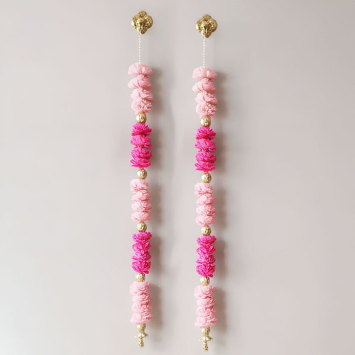 Handmade Blush Harmony Pink Shola Flower Hanging | Set Of 2