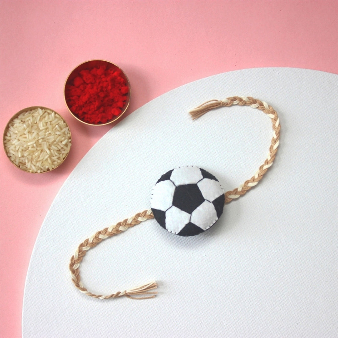 Soft Handmade Football Felt Rakhi With Roli Chawal for Kids