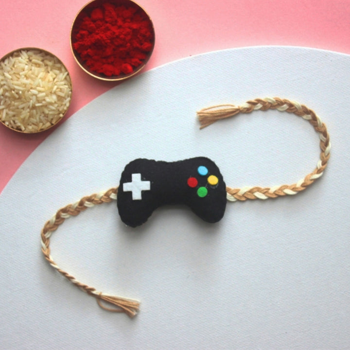 Soft Handmade Remote Felt Rakhi With Roli Chawal for Kids