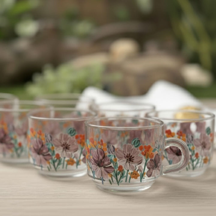 Hand-Painted Cosmos Glass Tea Cups