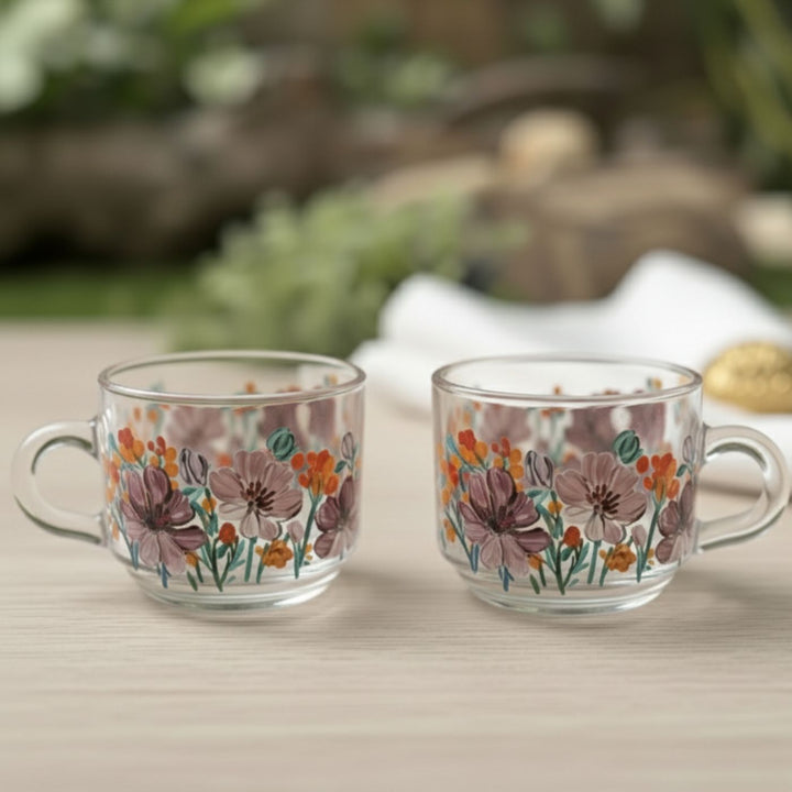 Hand-Painted Cosmos Glass Tea Cups