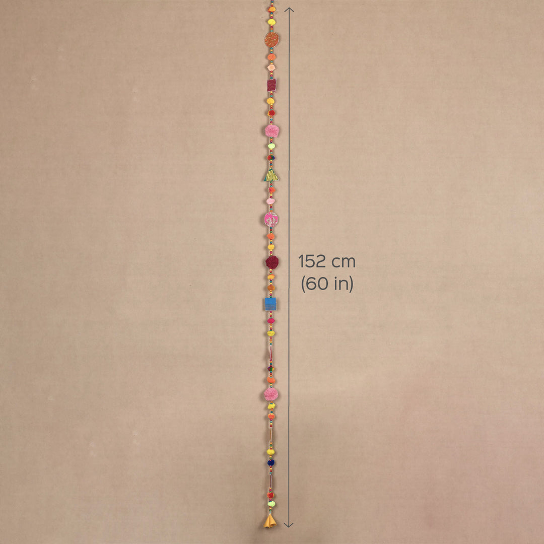 Upcycled Fabric Pom-pom & Beads Festive Hangings