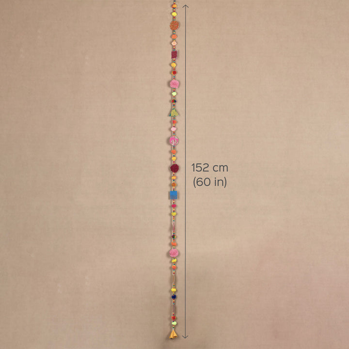 Upcycled Fabric Pom-pom & Beads Festive Hangings