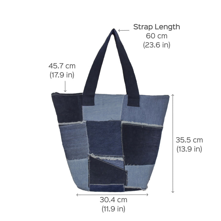 Handcrafted Upcycled Denim Patched Tote Bag