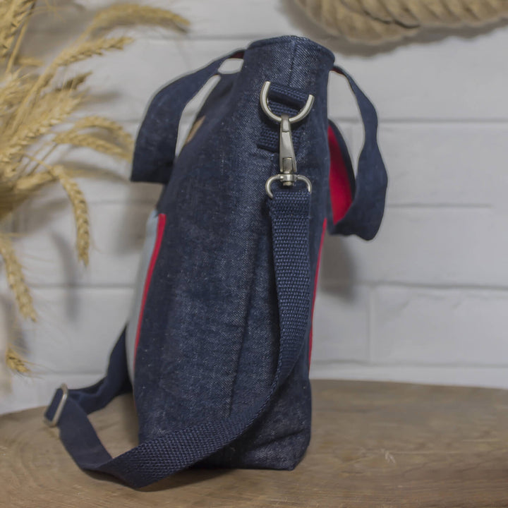 Handcrafted Upcycled Denim Office Tote Bag For Women