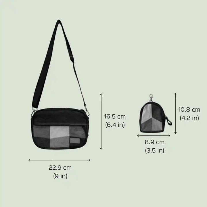 Upcycled Patched Denim Eco-Friendly Women's Crossbody Sling Bag With Pouch