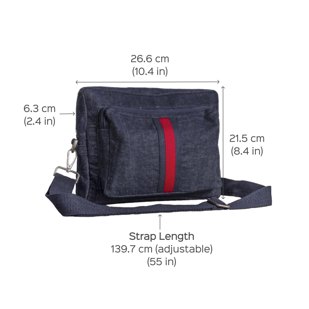 Handcrafted Upcycled Denim Crossbody Unisex Sling Bag
