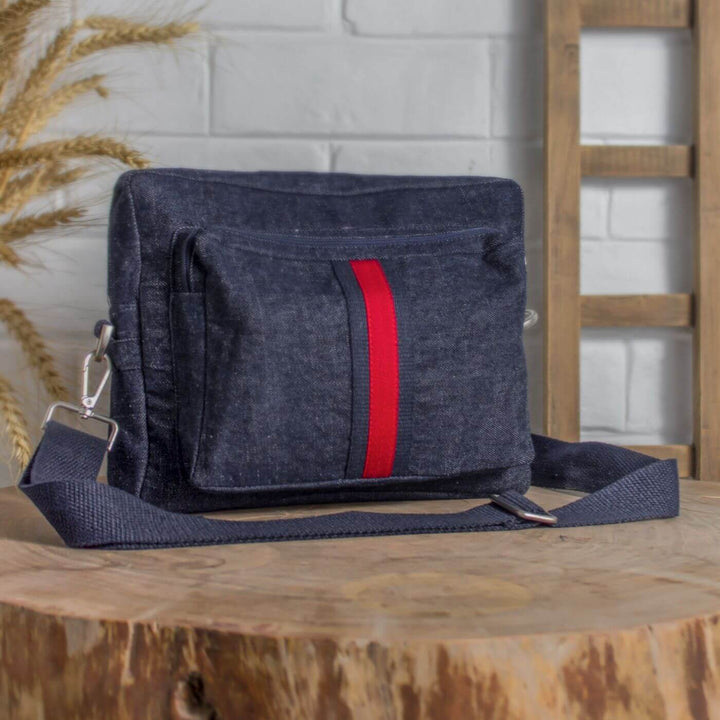 Handcrafted Upcycled Denim Crossbody Unisex Sling Bag
