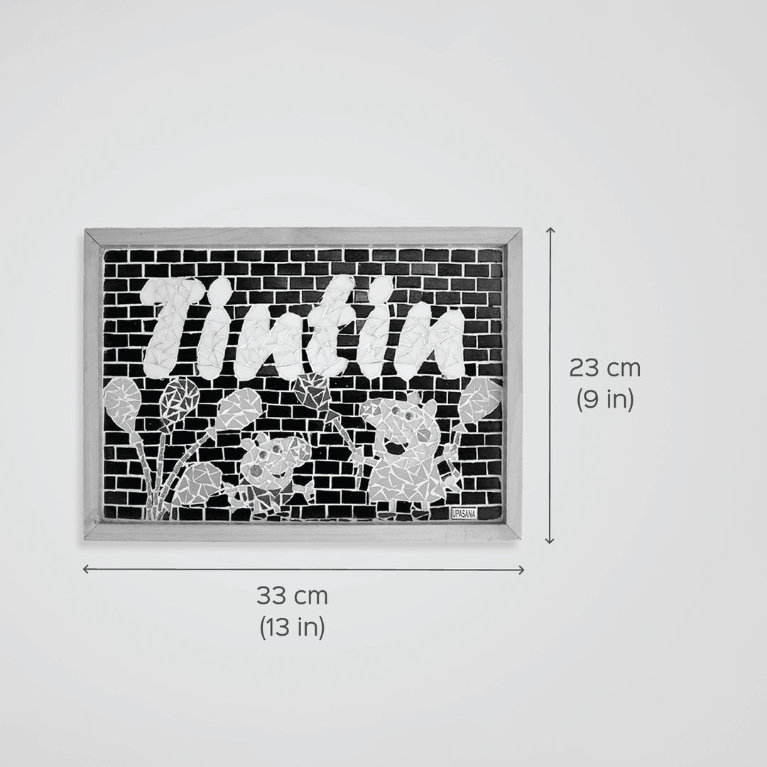 Handcrafted Mosaic Personalized Name Plate with Wooden Frame | Peppa Pig - Zwende