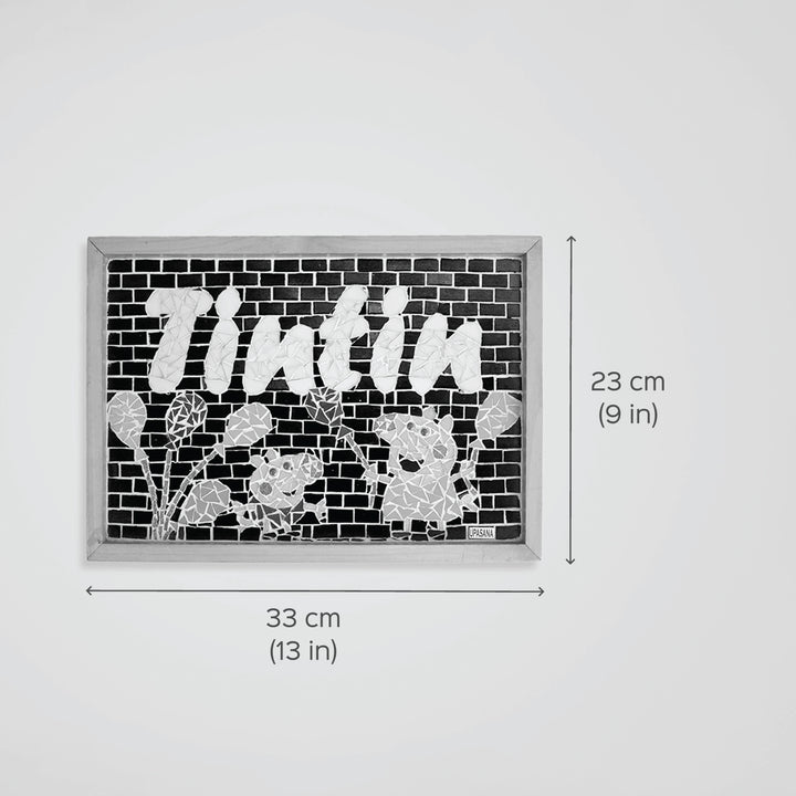 Handcrafted Mosaic Personalized Name Plate with Wooden Frame | Peppa Pig - Zwende