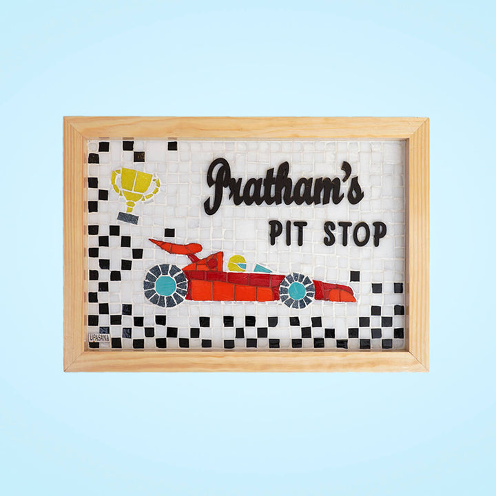 Handcrafted Mosaic Personalized Name Plate With Wooden Frame 5 - Front View with Name Personalization