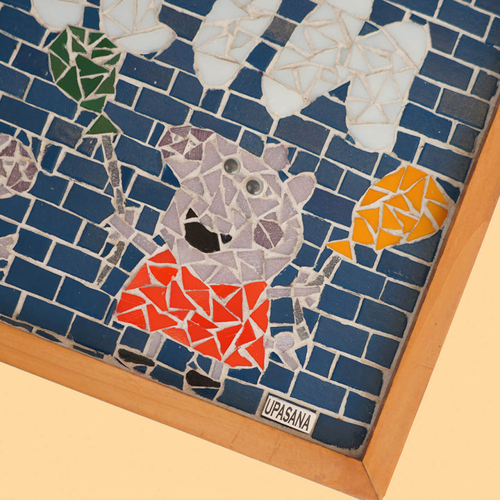 Handcrafted Mosaic Personalized Name Plate with Wooden Frame | Peppa Pig - Zwende