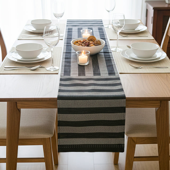 Handmade Stripe Design Khunn Fabric Cotton Table Runner | 12 x 60 Inch