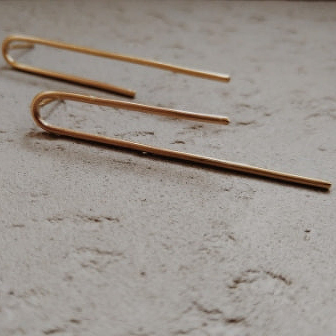 Handmade U Shaped Sleek Stud Brass Earrings