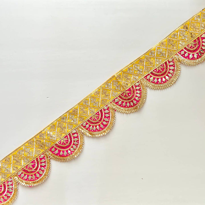 Handmade Gota Patti Yellow & Pink Round Toran