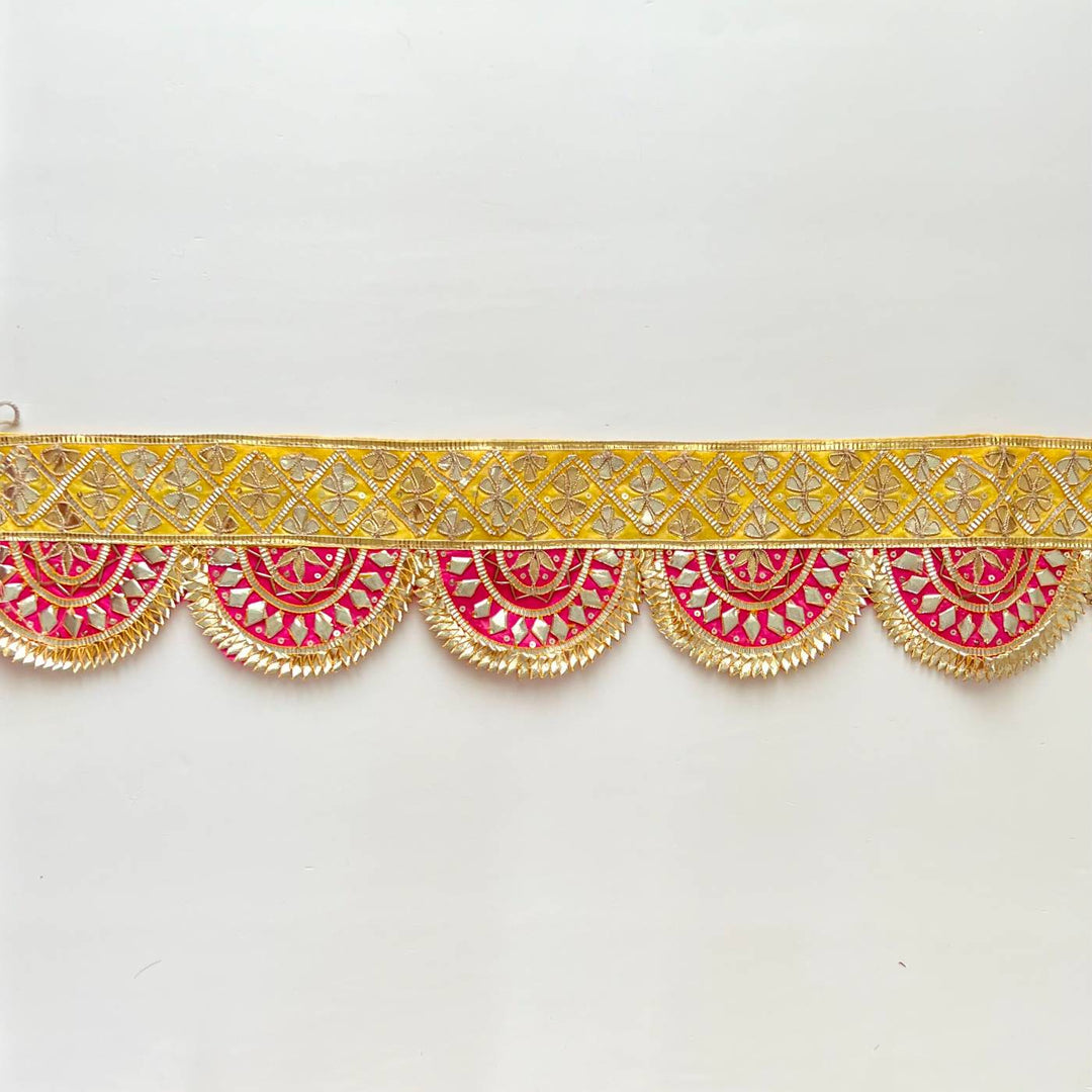 Handmade Gota Patti Yellow & Pink Round Toran
