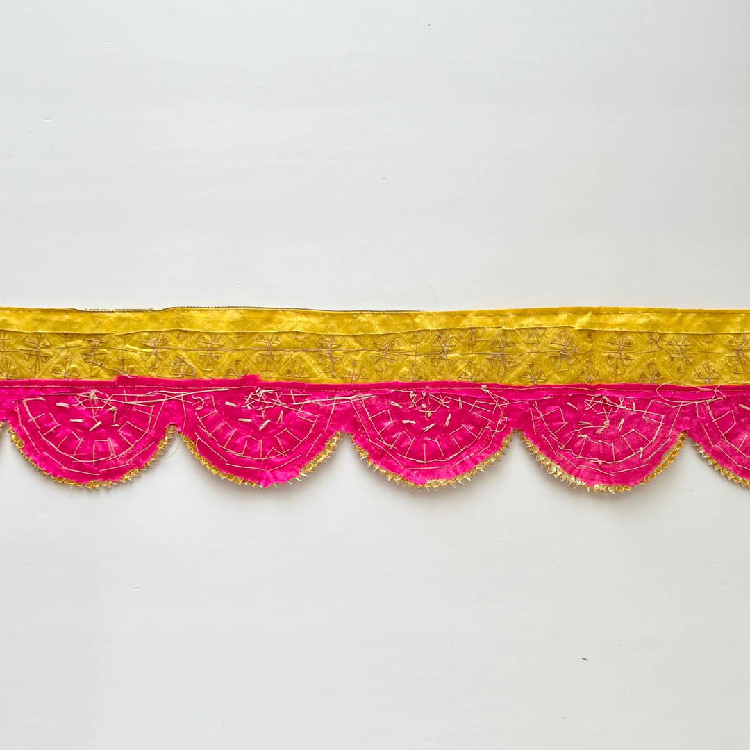 Handmade Gota Patti Yellow & Pink Round Toran
