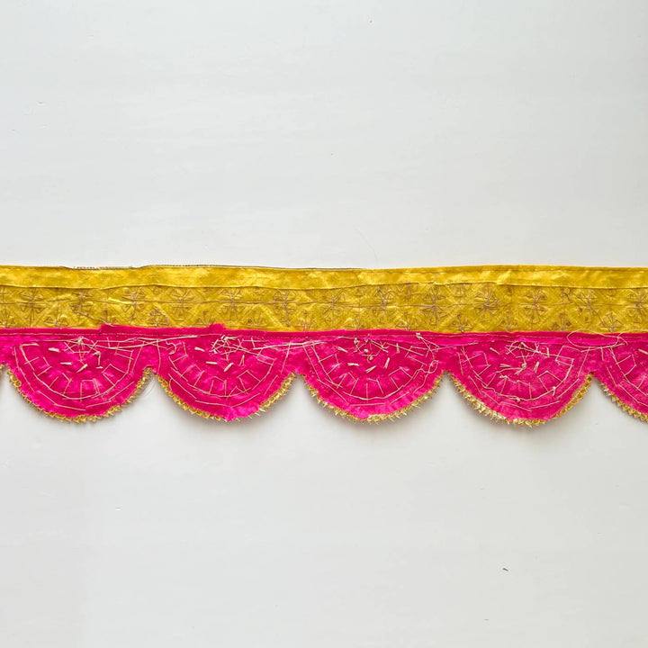Handmade Gota Patti Yellow & Pink Round Toran