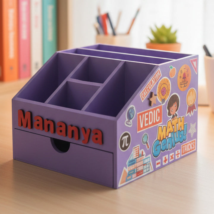 Purple Maths Lover Personalized Handmade Stationary Box