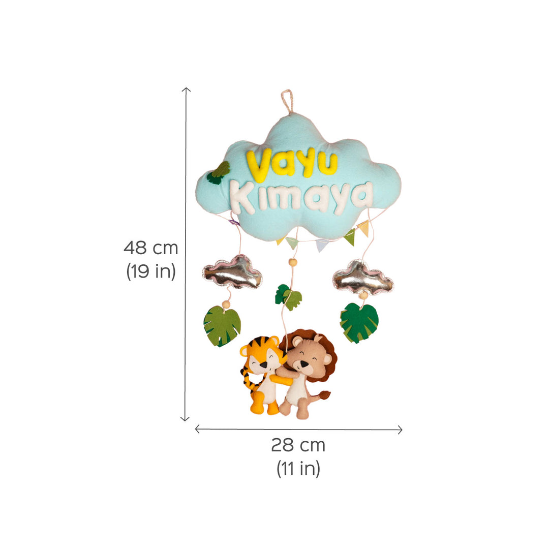 Handcrafted Personalized Animal Safari Cloud Theme Name Plate For Kids