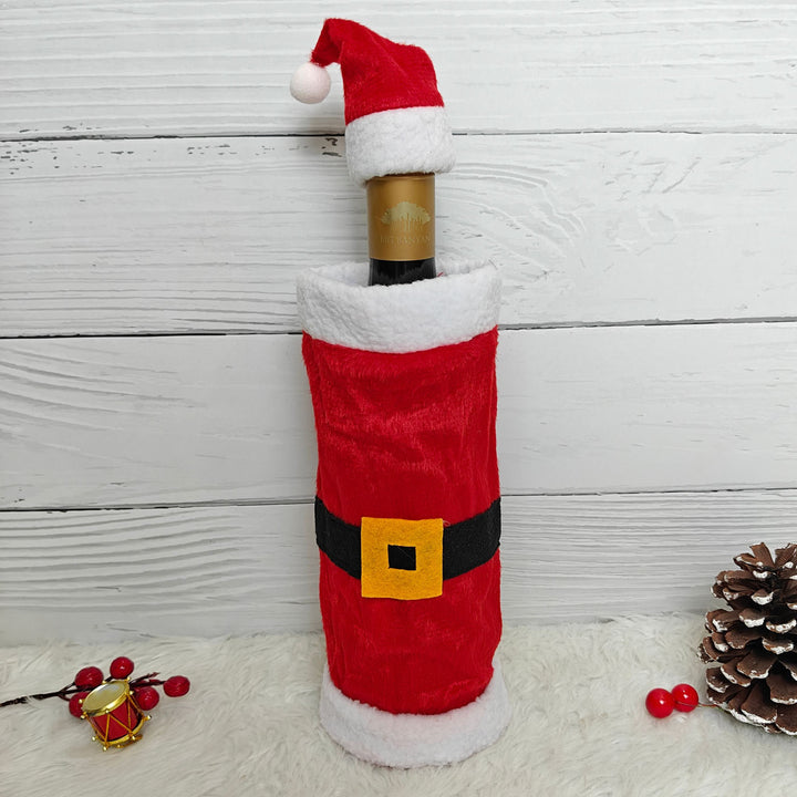 Handmade Velvet Santa Suit Wine Bottle Cover