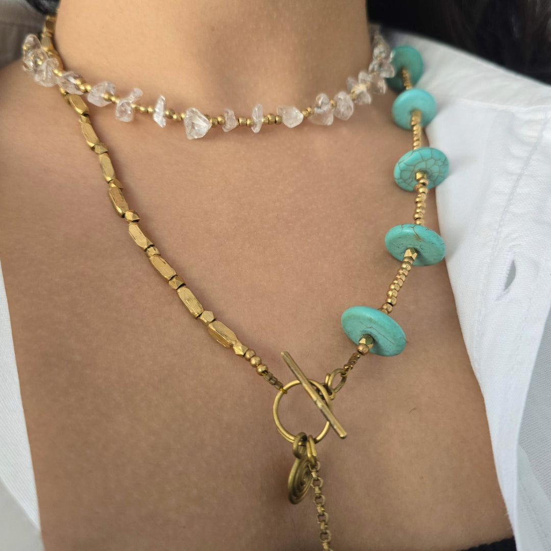 Handmade Versa Boho Detachable Charm Strand Brass Necklace