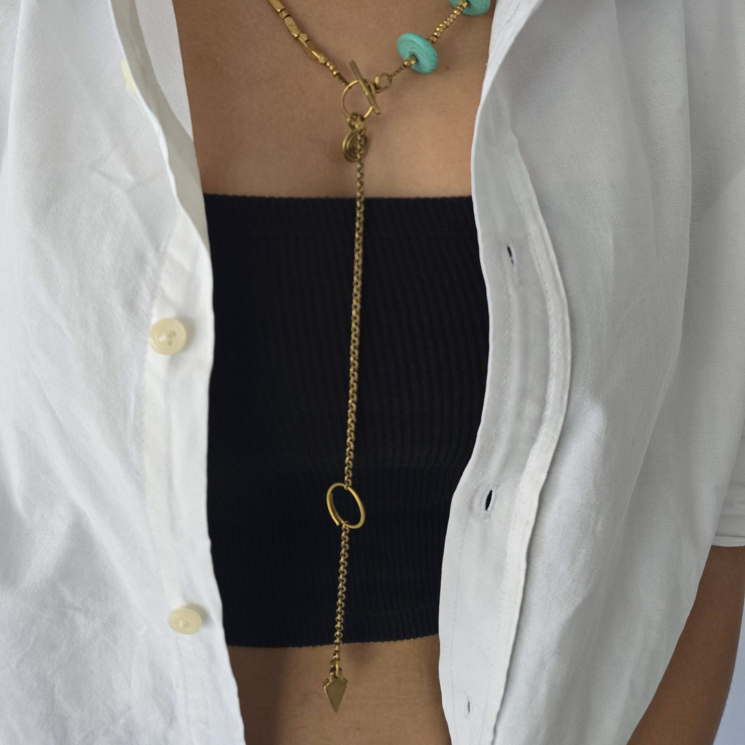 Handmade Versa Boho Detachable Charm Strand Brass Necklace