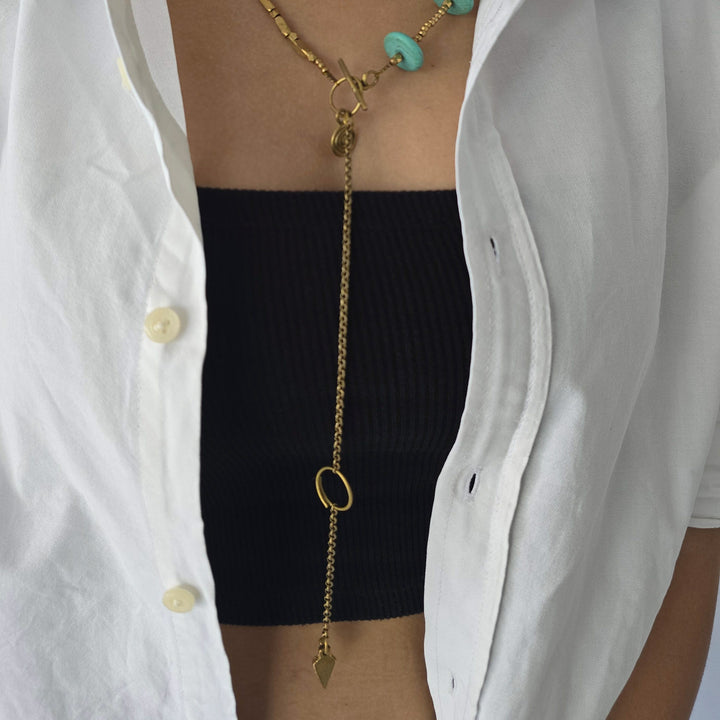 Handmade Versa Boho Detachable Charm Strand Brass Necklace