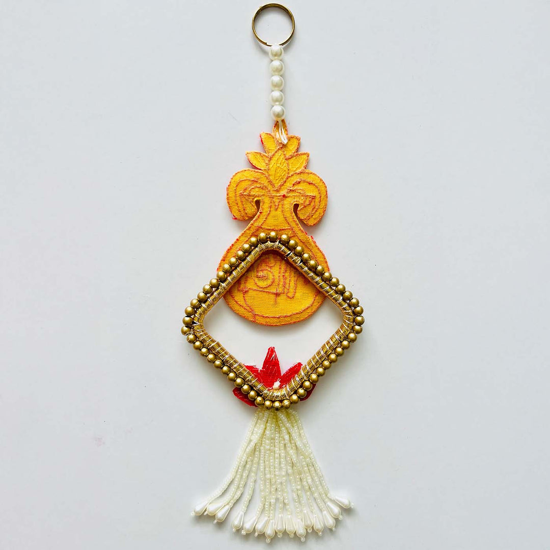 Handmade Zardozi Yellow Beaded Shubhlabh Silk Hanging