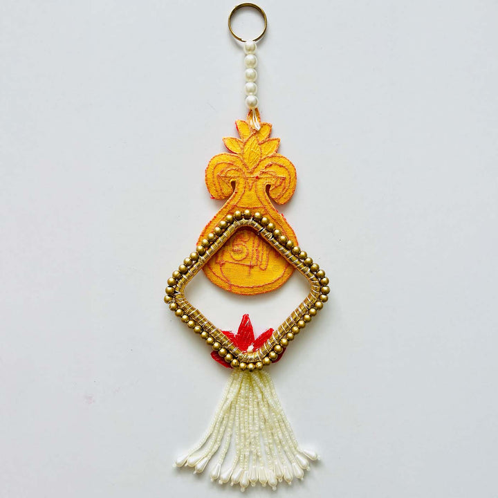Handmade Zardozi Yellow Beaded Shubhlabh Silk Hanging