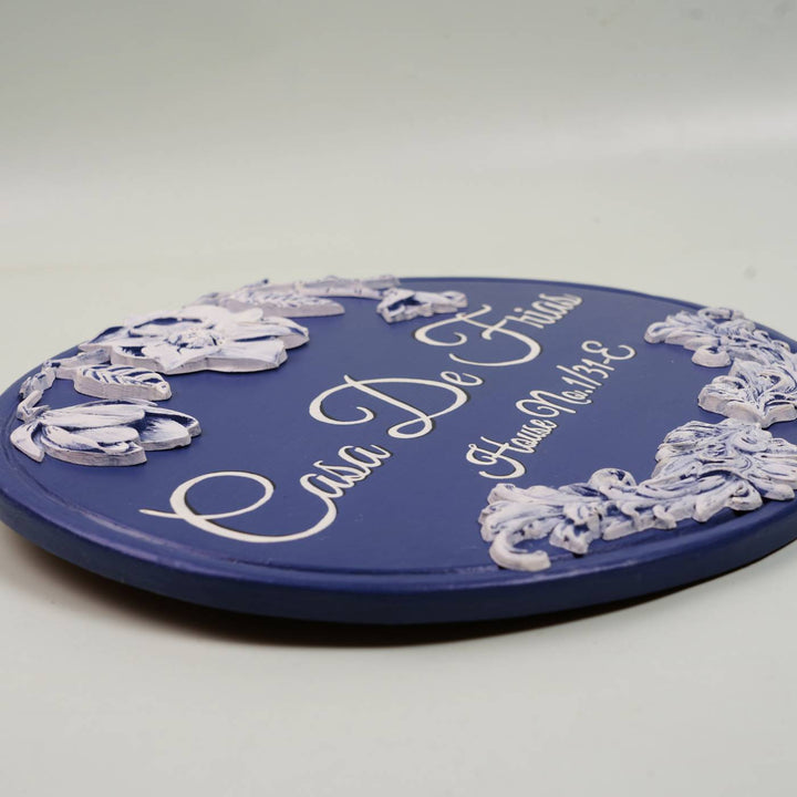 Handpainted Baroque Wood Resin Personalized Name Plate 5 - Low Angle Front View Showing Details