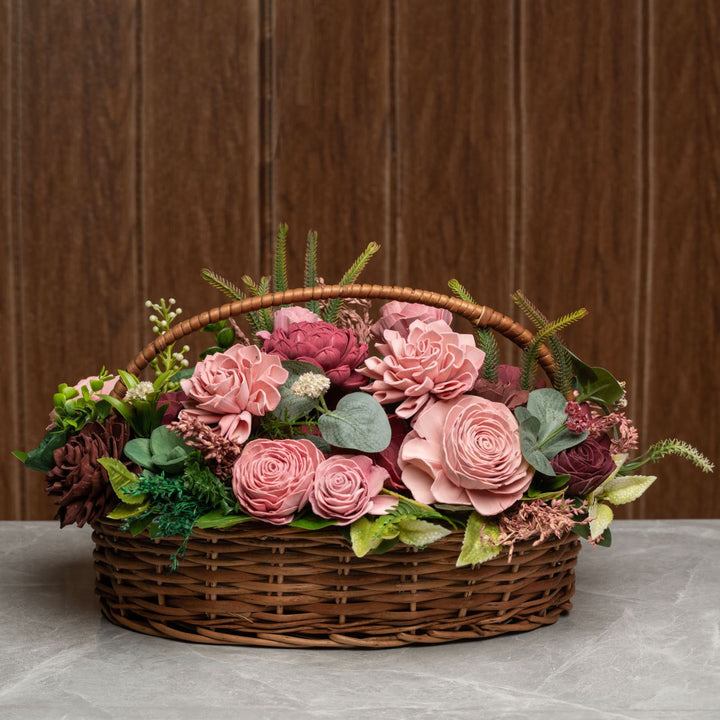 Solawood Floral Arrangement Vintage Willow Basket