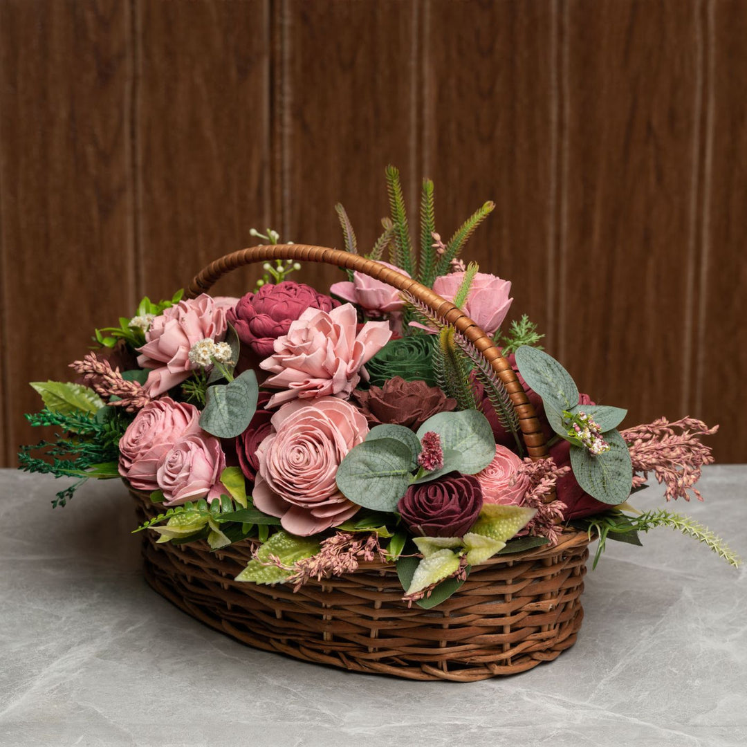 Solawood Floral Arrangement Vintage Willow Basket