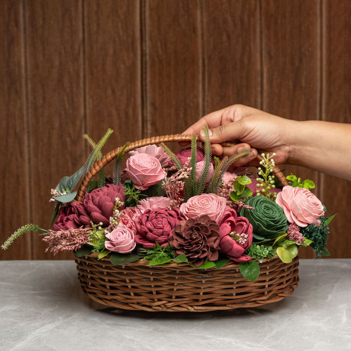 Solawood Floral Arrangement Vintage Willow Basket