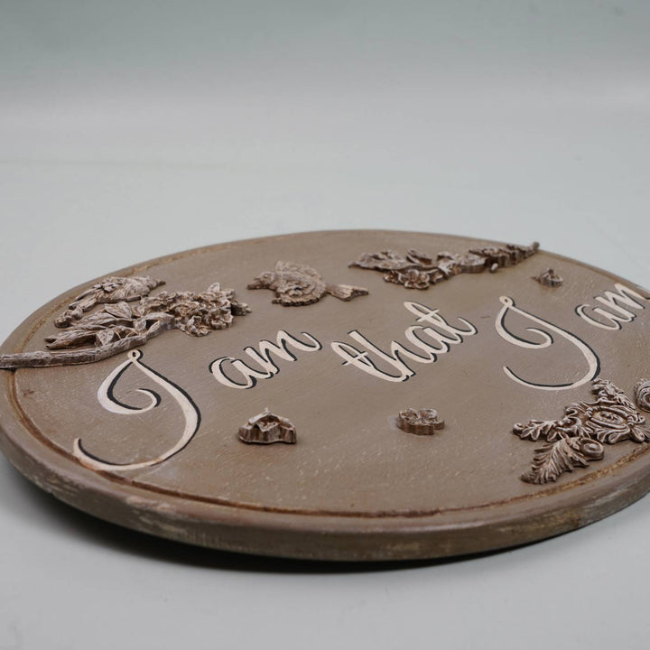 Handpainted Baroque Wood Resin Personalized Name Plate 9 - Angled Close-up Showing Relief
