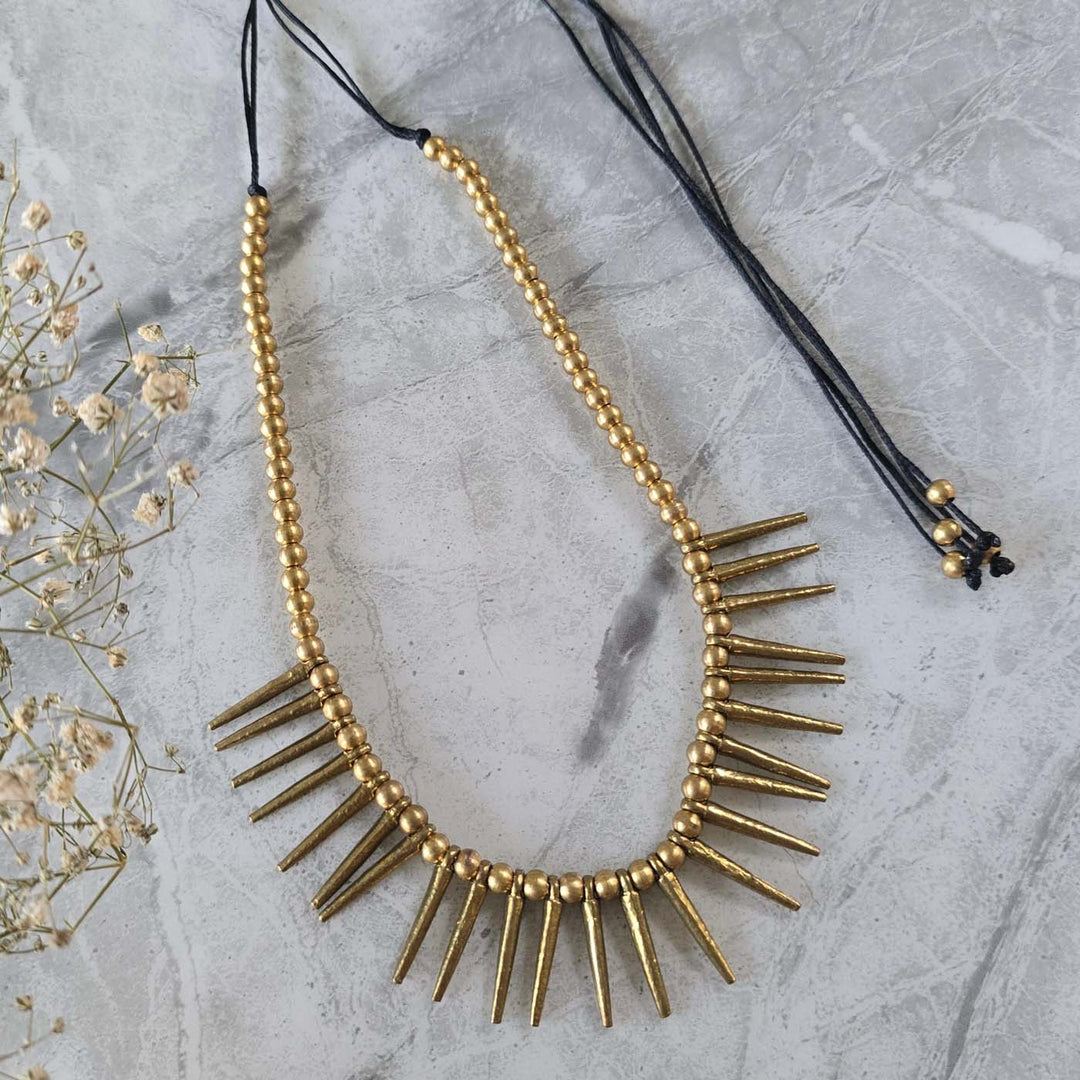 Handmade Vintagee Spikes Brass Choker Necklace