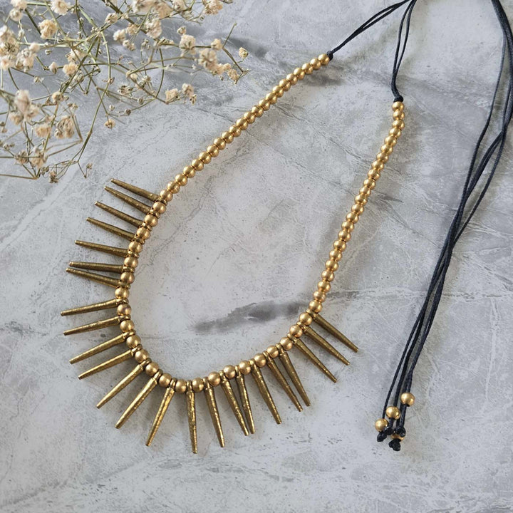 Handmade Vintagee Spikes Brass Choker Necklace