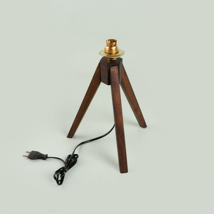 Wooden Tripod Lamp With Block Printed Fabric Shade - Zwende